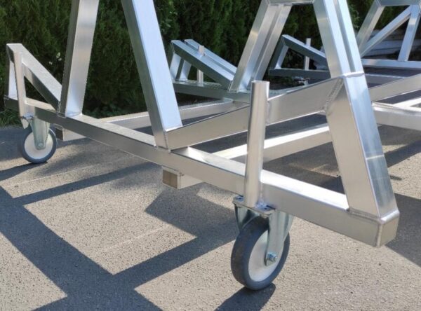 Aluminium transportwagen hordes- zijkant oplaadbaar