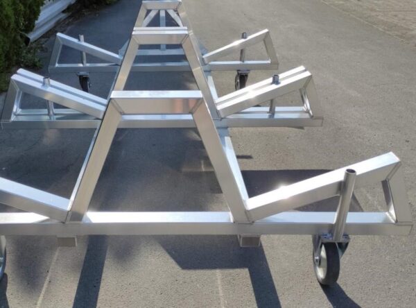 Aluminium transportwagen hordes- zijkant oplaadbaar