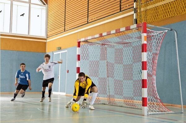 Tweekleurig net voor zaal-hand/voetbaldoelen